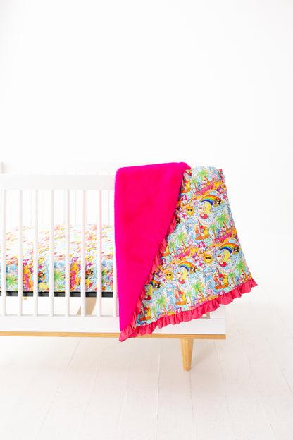 Paradise Pals- Ruffled Minky Blanket